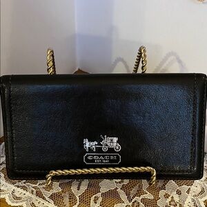 Coach Black Leather Wallet /Checkbook Cover with Coach & Horses Logo